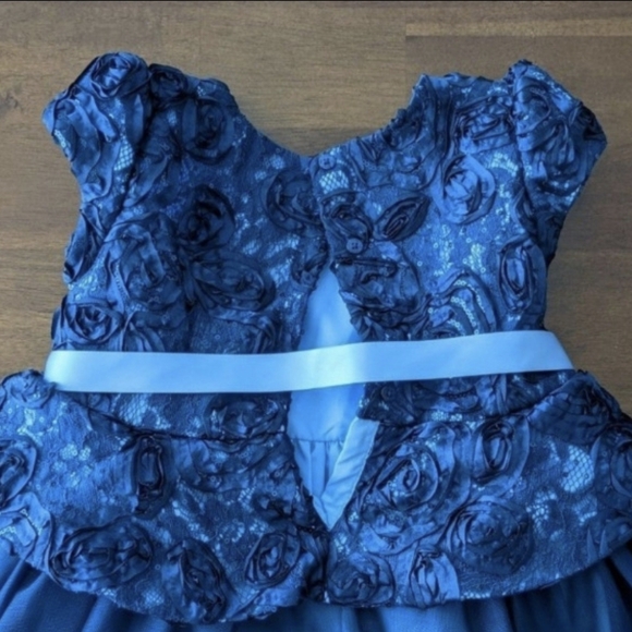 Kids Dream girls Navy Lace Party formal dress Cap Sleeve Size 5 - Picture 9 of 10